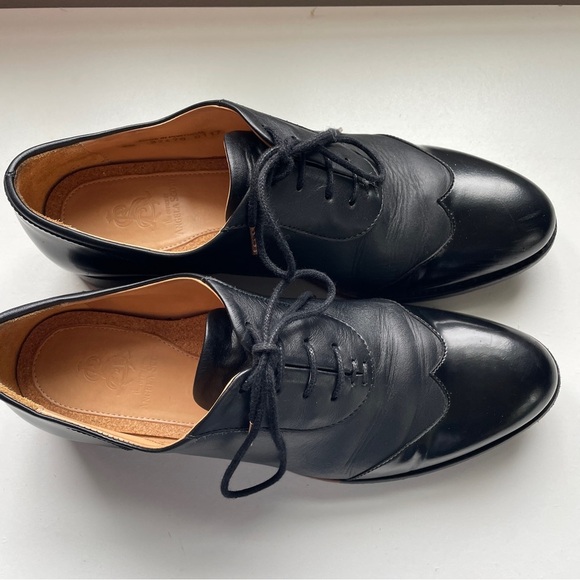 The Office of Angela Scott Black Leather Oxfords Mr. Evans Style 7 37 - Picture 4 of 12